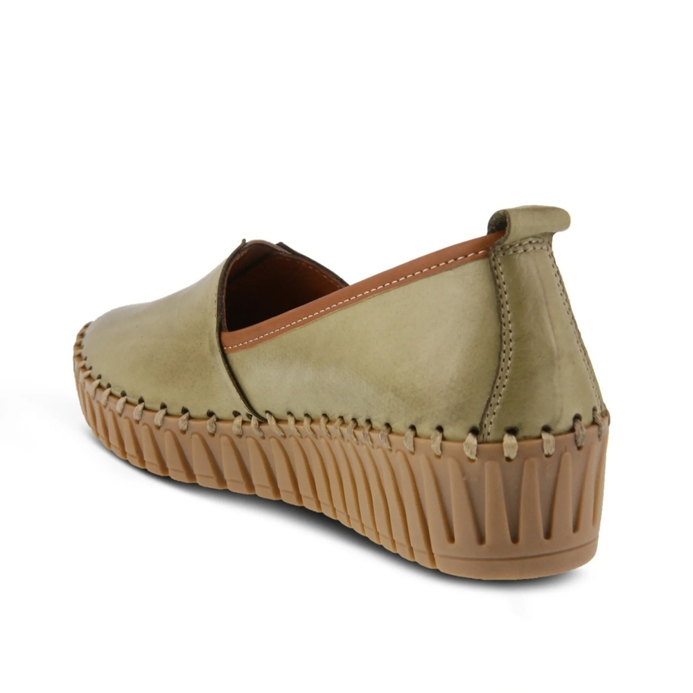 Spring Step Tispea NWT Women's Comfort Leather Wedges Olive Green Loafers Sz 39 - Picture 7 of 16